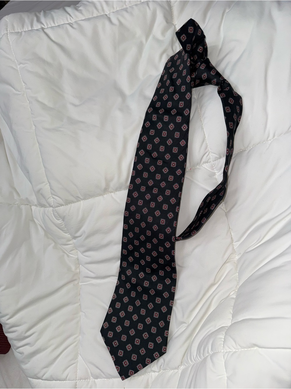 Avanti Black Tie with Red Geometric Motif